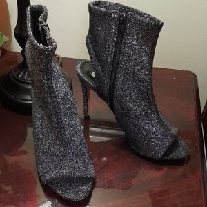 Steve Madden Black Glitter Heeled Boots